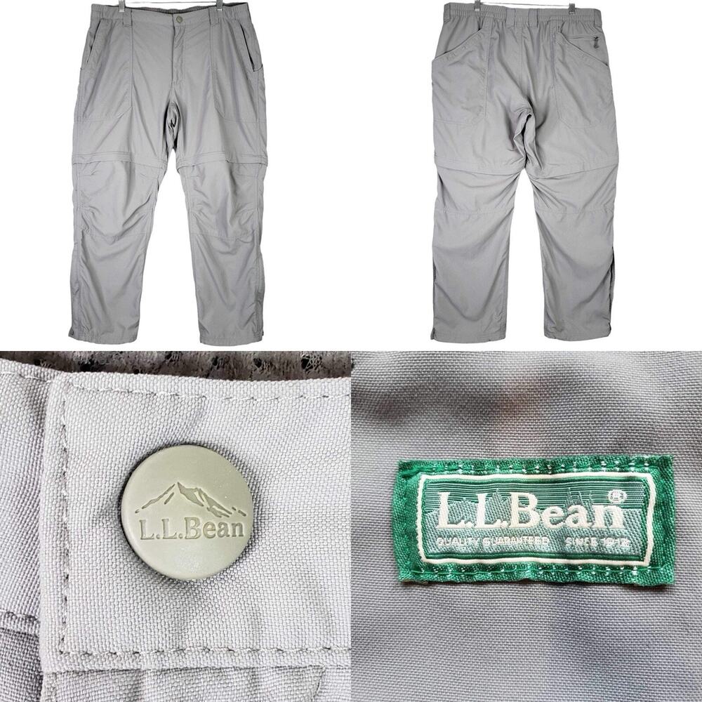 LL Bean Cargo Pants Mens XL Hiking Nylon Stretch Gray 40X30 Heavy Duty